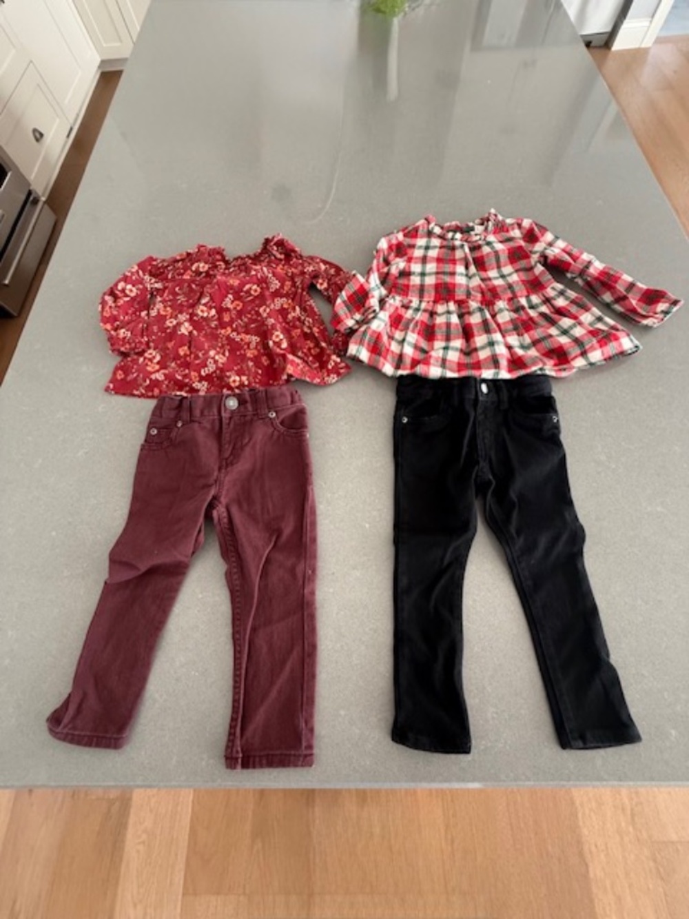 2T Girl Peplum Long Sleeve Shirts & Pants Outfit Bundle (4 Pieces) Barely worn
